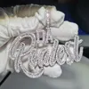 Iced Out Hiphop Baguette Letter Nettlace for Men Micro Pave Pave 5A Zirconia Zirconia Cuban Rope Chain Punk Rapper Jewelry283i