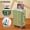 Bagaj KLQDZMS 20 "22" 24 "26" 28 inç Bavul büyük kapasiteli alüminyum çerçeve kasa sağlam ve dayanıklı yatılı kutu haddeleme bagajı