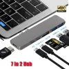 Hubs Dual USB C Hub Adapter Thunderbolt 3 Dock med 4K HDMI Gigabit Ethernet RJ45 1000M TF/SD Reader 100W PD för MacBook Pro/Air M1