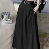 Spódnice xgoth eleganckie kobiety spódnica solidna młoda dama plisowana w stylu koreańsko w stylu Preppy Mid Calf Spring Spring Film Clothing