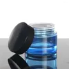 収納ボトル20gの豪華な化粧品コンテナ青いガラスジャーと黒いプラスチックの蓋クリーム