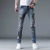 Designer di jeans maschile 2023 primavera/estate nuovo marchio di moda stampato per pantaloni personalizzati elastici slim fit piccoli pantaloni uomini kc04