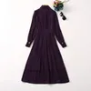 Robes décontractées Europe et les États-Unis pour femmes en 2024 Hiver à manches longues à manches longues Fashion Purple Pleed Robe xxl