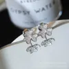 Projektant oryginalny złotą edycję Van Four Leaf Grass Kolczyki Women New Mini Full Diamond Three Petal Flower Jewelry