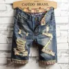 Shorts maschile estate in cotone strappato in denim sottile casual retro retrò binella lunghezza corta jeans streetwear maschio plus size