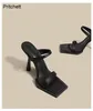 Slippers Кожаная черная матовая ремешок с высоким каблуком 2024 Summer Fashion Simple и универсальная удобная женская обувь 120/25