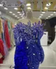 Runway -jurken Royal Blue Crystals Celebrity Luxury Women Off Shoulder Evening Jurken Mermaid Vestidos de Gala Pageant Prom