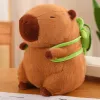 Kussens Nieuwe Fluffy Capybara Plush Doll Kawaii Capybara met stwawberry hoed gevulde speelgoeddieren Verjaardagsgeschenk Home Decor