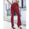 Frauenhose 2024 Sommer Wein Rot transparentes Weitbein Y2K Hosen sexy Hohe Taille Frauen Mode Flash Diamond Streetwear