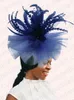 Grand fascinateur chapeau femmes mariage élégant plume pilule caisson royal fête des dames féminines églises en soirée chapeau 240401