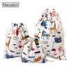 Sacs de rangement Flamingo Coton Écouteur Sac Animal Printing Femmes Travel Portable TrawString Cosmetic Bijoux Gift Souchiateur Organisateur