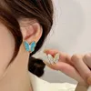 Top Quality Classic Style 925 Silver Thick Plated 18K New Product Fanjia Natural White Fritillaria Butterfly Earrings Female Rose Gold High Grade Luxury