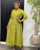 Vêtements ethniques Femmes Eid Musulman Robe Ruffles Sleeve Dubai Abayas Robes solides