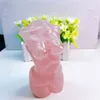 Decorative Figurines 15CM Natural Rose Quartz Lady Body Healing Crystals Women Modern Statue Naked Gemstone Collectible Home Decoration Gift