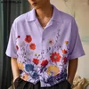 Camicie casual camicie in stile moda tops personalità incerun stampato floreale design streetwear blusa a maniche corte s-5xl