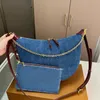 Denim handväska designer väska tygväska lady cross body påse vintage axel väskor halv måne handväska duk handväska gammal blomma underarmsäck tryck handväska shopping resepåse