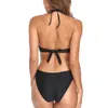 Kvinnors badkläder Sexig Tassel Plus Size One Piece Swimsuit Women V Neck Cut Out Monokini Halter Backless Bathing Suit 2024 Mujer