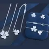 Designer Charm S925 Sterling Silver Van Three Leaf Lucky Grass Earrings for Womens Fashion Light Luxury Small and Elegant