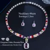 Halsketten Dreigrazes Luxus mehrfarbige Kubikzirkonia Big Geometrische quadratische Ohrringe Halskette Brauthochzeit Schmuck Set für Bräute T0633