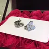 Designer Charm Van White Beimu Butterfly Earrings 925 Sterling Silver Plated With 18K Gold V Family Jewelry