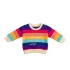 T-shirts 2023 Autumn Korean Baby Girls Sweatshirts Bomull Långärmad Rainbow Letter Polychrome Infant Girls Shirts Toddler Girls Tops