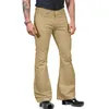 Fashion Mens Casual Colomb Color Pocket Suit Pant Bell Bottoms Pantal