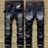 Drop Fashion Biker Jeans Herren Distelte Stretch Ripped Hip Hop Slim Fit Löcher Punk Denim -Baumwollhose 240415