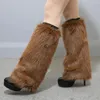 Donne calze elastiche eleganti imitazione pelliccia per eleganti coperture per stivali al ginocchio