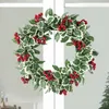 Flores decorativas Christmas Wreath Wreath Artificial Round Garland Ornament reutilizável pendurado para a decoração da parede da porta da frente