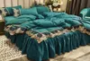 Vita sängkläder set täcker spetsar queen size -sängen med kudde fall lyxiga king size sängkläder set hem dekoration 738 R25085019