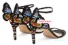 Ladies in pelle di brevetto 10 cm tallone alta farfalla nera ornamenti Sophia Webster Sandals a punta di punta scarpe colorate7493253