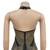 Donne urbane abiti sexy sexy rinestone cristallo mesh patchwork Abito bodycon senza manico