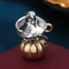 Pendants BOCAI Original Real S925 Silver Jewelry Cute Witch Cat Pumpkin Pendant for Men and Women Personality Trend Holiday Gifts