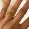 Anéis Doremi Gold Nome personalizado de anel inicial Doul letra Birthstone Ring Anel Gold Alphabet Casal Rings para jóias personalizadas
