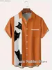 Camicie casual maschile da uomo Summer Funny Anime Cat Stampa per gatto Magliera Abbigliamento da uomo Flip Flip Collar Fashi