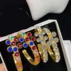 Dam Nya designade örhängen Studs G Letters D Colorful Crystal Diamonds Pendants 18K Gold Plated Anti Allergy Women's Ear CL295i