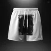 Shorts maschile 2024 Summer Sports Graffiti Casual Cotton Black Pull String Stamped digitale