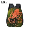 Bags FORUDESIGNS Ocean Octopus Print Kindergarten School Bags Mini Little Boys Girls Backpack Small Nursery Preschool Bookbags