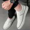 Casual Shoes Men's Genuine Leather White Lace Up Fashion Waterproof Work Cow Oxfords Men