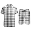 Suits-survêtement masculins Vintage Plaid Men Sets Black Blanc Shorts décontractés Short Set Summer Summer Graphic Suit Short-Sheeve Surdimension