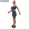 Abiti da lavoro Fagadoer Sexy Denim Tank Taske Mini gonne Due pezzi set da donna con cerniera senza manico