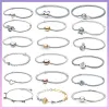 Brins le nouveau 925 Sterling Silver Snake Chain Chain Bangle Bracelet Pave Setting CZ pour les femmes Perle de charme de pendentif bricolage bijoux de luxe Cadeau