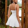 Casual Dresses Sexy Pure White Open Back Strap Dress Sling