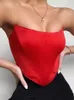 Kolsuz Kapalı Omuz Kadife Moda Seksi Korse Crop Teps Yelek Kadın iç çamaşırı Sırtsız Budier Top Y240419