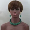 Necklaces Glamorous Teal Green Wedding African Beads Jewelry Set Chunky Necklace Ball Chain Earrings Beads Set WD228