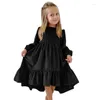 Meisje jurken kinderen herfstkleding buitenlandse handel gegolfd met lange mouwen suede jurk feest prinses