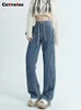 Jeans femminile cotvotee high waist for women 2024 pantaloni cargo coulianti streetwear vintage giri dritti gamba larga y2k