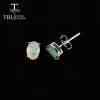 Earrings Tbj ,Simple opal earring oval 5*7mm1ct natural ethiopia gemstone 925 white sterling silver fine jewelry for women daily wear