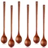 Scoops de café 6 pcs à mélange en bois cuillère à manche à poignées à poignée longue pour la cuisine de la cuisine