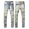 Jeans de marca de gortros roxos de designer de 24Ss para homens calças de calça roxa, buraco de verão bordado de qualidade bordado de jeans jeans de jeans de jeans de jeans de jeans